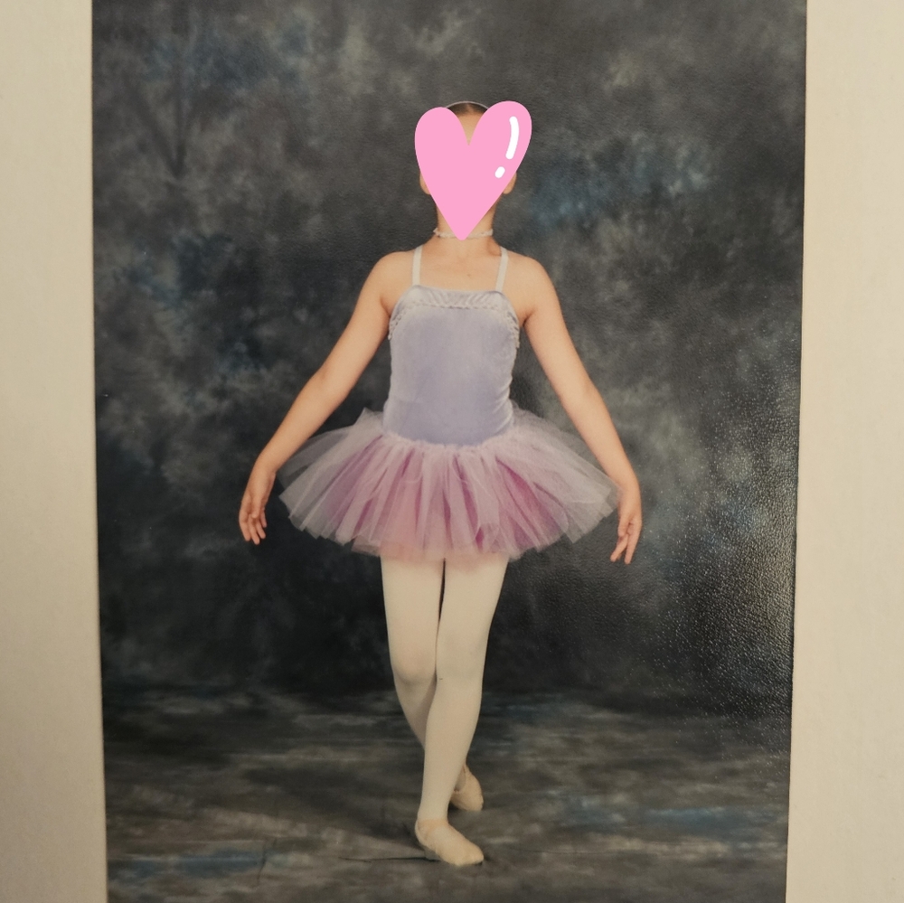 Art Stone pink purple tulle skirt + purple velvet bodysuit dance costume size MC